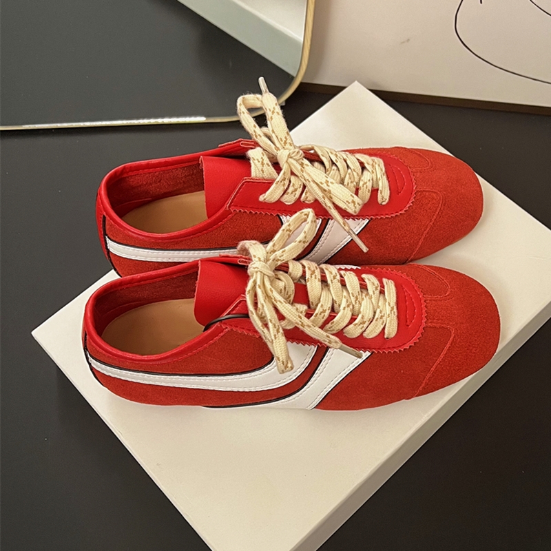 German Training Shoes Women 2025 New Genuine Leather Women Sneakers Flat Lace-up Retro Large Size Forrest Gump Shoes Women