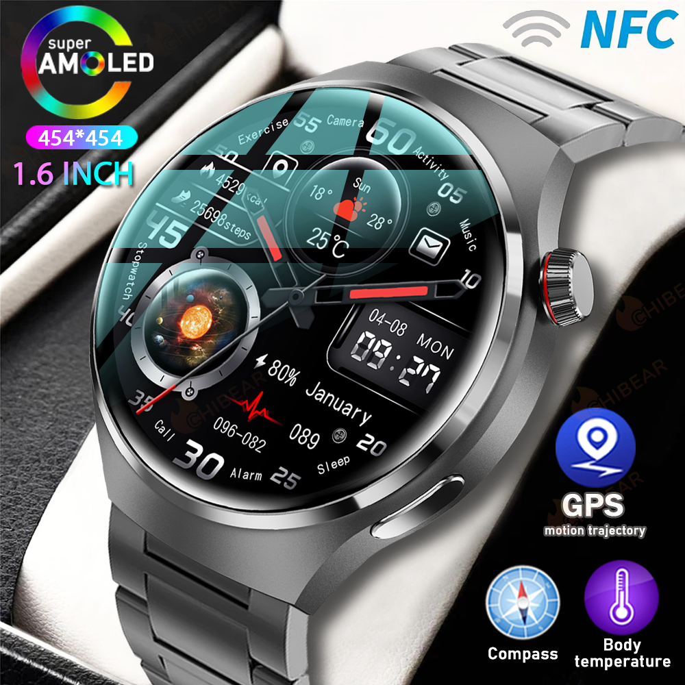 For HUAWEI Watch Pro GPS NFC Smart Watch Men 360*360 AMOLED Screen Heart rate Bluetooth Call IP68 Waterproof Man Smartwatch 2024