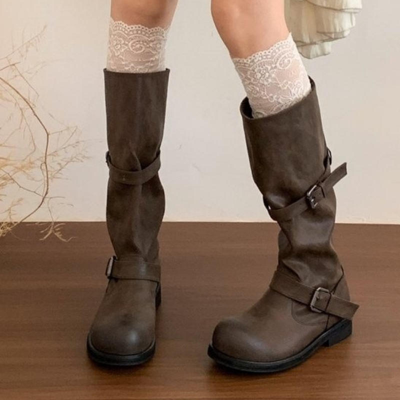 High Boots Women Flats Winter Shoes Designer 2025 Trend New Knee High Gladiator Knight's Boots Elegant Woman Botas Mujer Zapatos