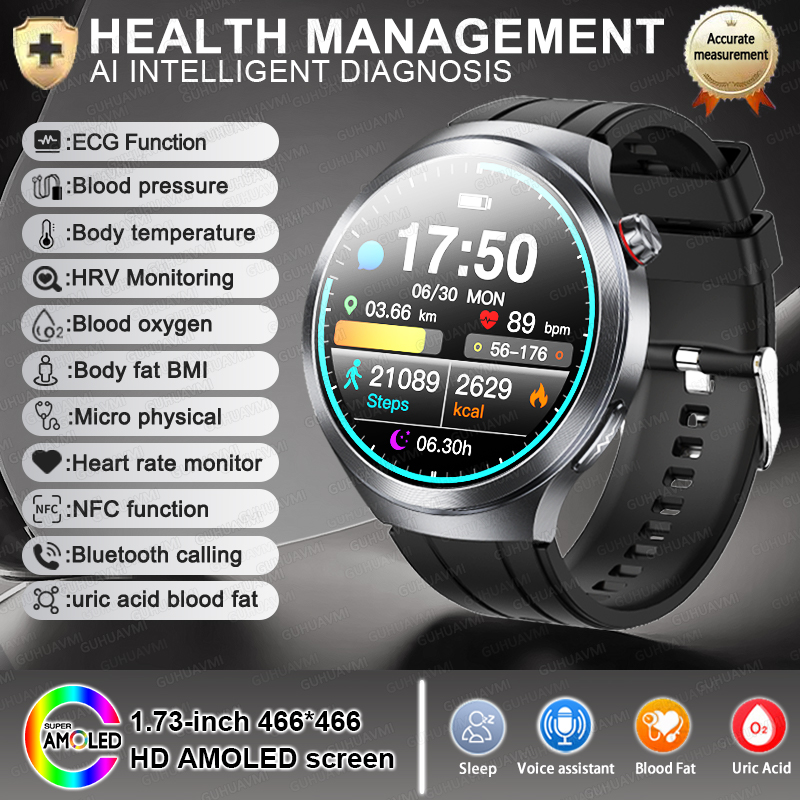 2025 New For XIAOMI Health Trackr Uric Acid Blood lipids Smart Watch Blood Pressure ECG+PPG Clock Body Analysis Smartwatchs Men