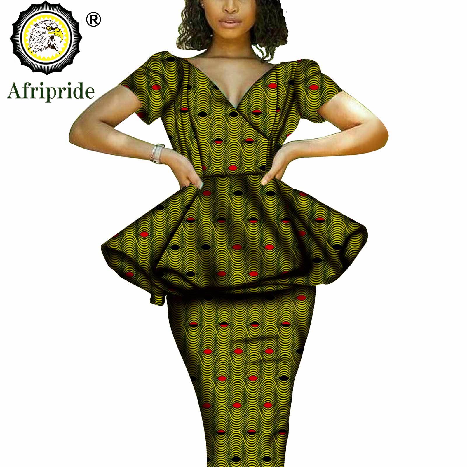 African 2 Piece Set for Women Dashiki Tops Print Skrit  Ankara Clothing Wax Attire Blouse Shirt AFRIPRIDE S1926004