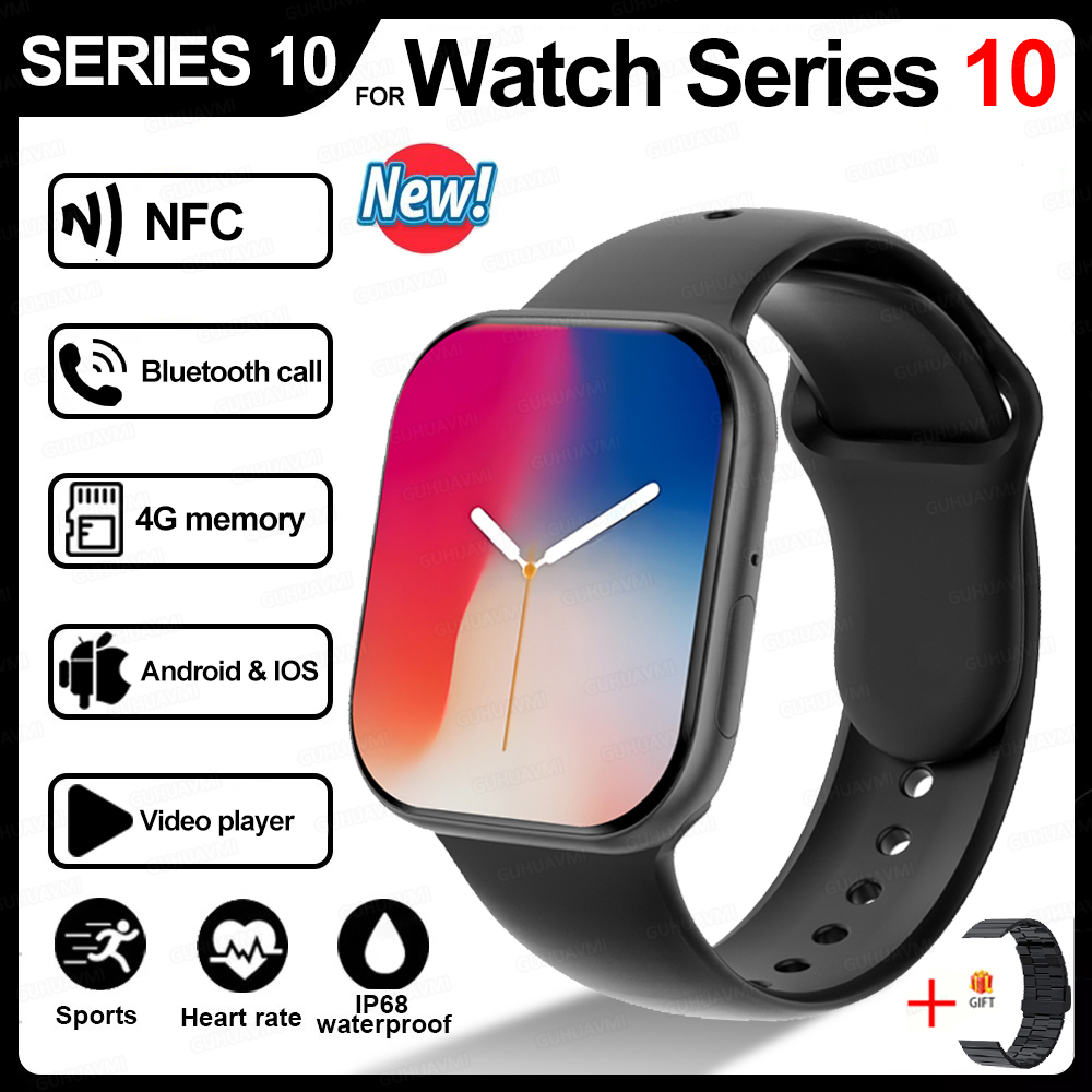 2025 New Men Smartwatch Series 10 Watch HD" AMOLED 32GB ROM Bluetooth Call Music Video GPS NFC Compass IP68 Waterproof For IOS