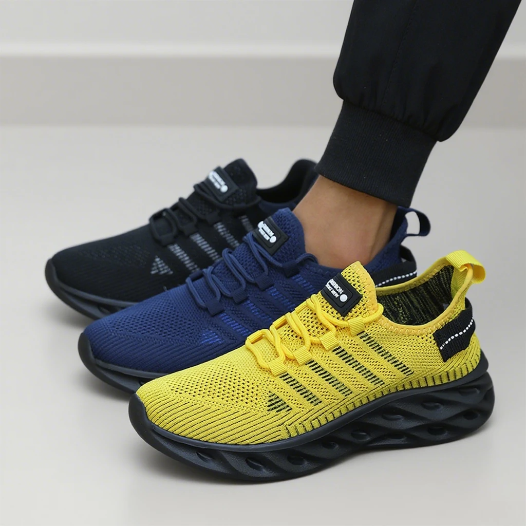 Men's Thick Soled Sports Shoes for Spring and Summer Women's Breathable and Shock-absorbing Fashionable Running Shoes Bare Foot