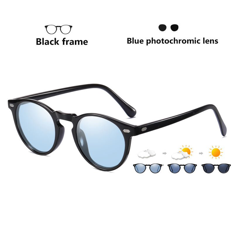 CoolPandas Unisex Photochromic Sunglasses Polarized Men Women Driving Glasses TR90 Small Round Lens Anti-Glare lunette de soleil