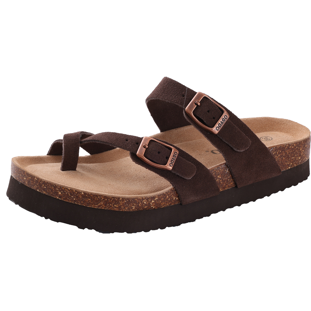 Eyriphy Summer Fashion Flat Slide with Arch Support Unisex Cork Sole Sandals Men and Women's Double Buckle PVC Material Slippers