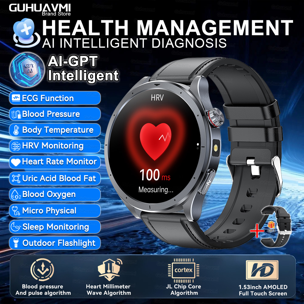 2025 New AI Health Care Accurate detection ECG+PPG SmartWatch Blood Pressure lipids Uric Acid Analysis ChatGPT Health Smartwatch