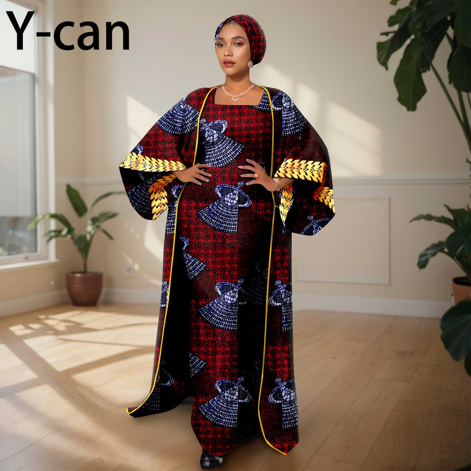 African Clothing for Women Female Suit Set Long Coat and Sleeveless Dress With Headscarf for Lady Traditional Outfits 2426029