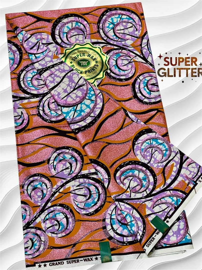 Shine Like Royalty: Original Super Glitter Grand Super Wax – Elite Atamfa Turmi for Stunning Dashiki & High-Fashion African Outfits