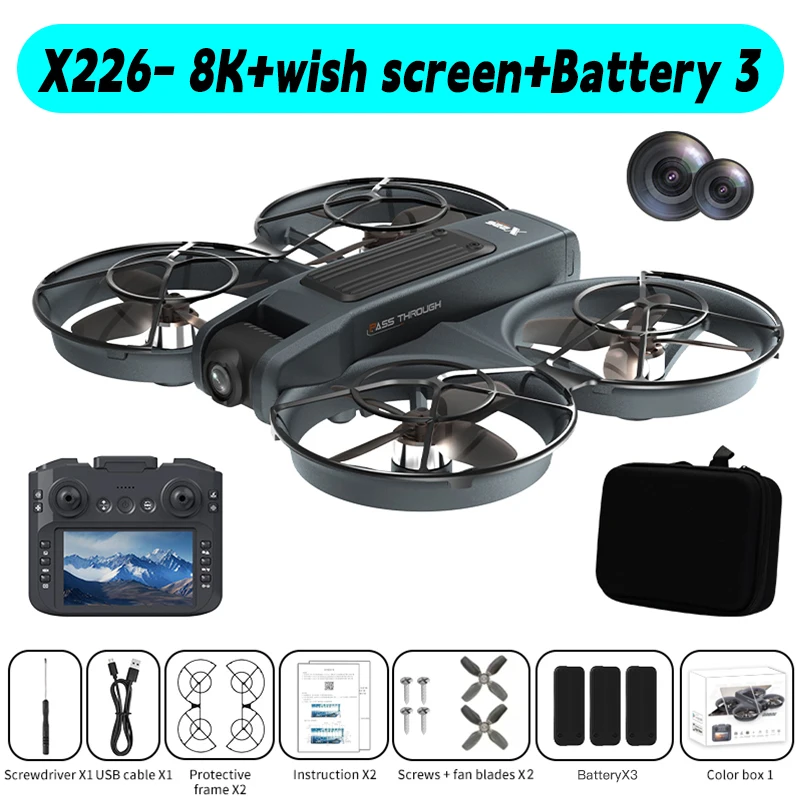 New Xiaomi Drone X226/X226VR Drones 8K Profession HD Wide Angle Camera WiFi FPV RC Helicopter Large Screen Foldable Quadcopter