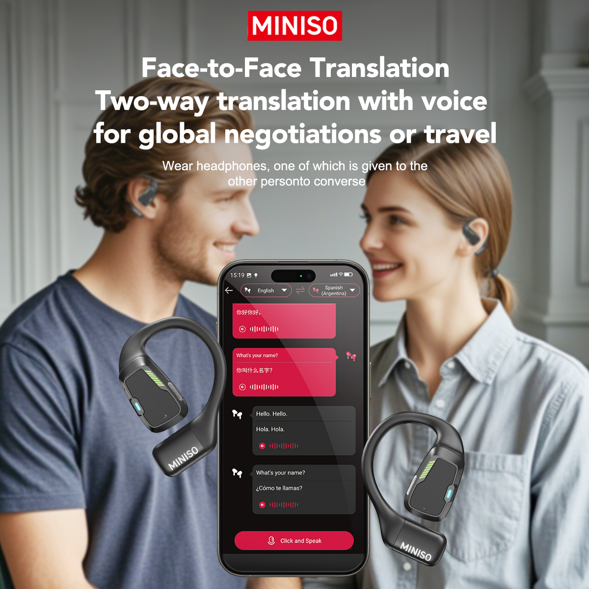 Translator Earphone  MINISO M98 AI Wireless Headphones Office Chat Headset ASMR Headset DIY APP AI Wireless Headphones with Mi