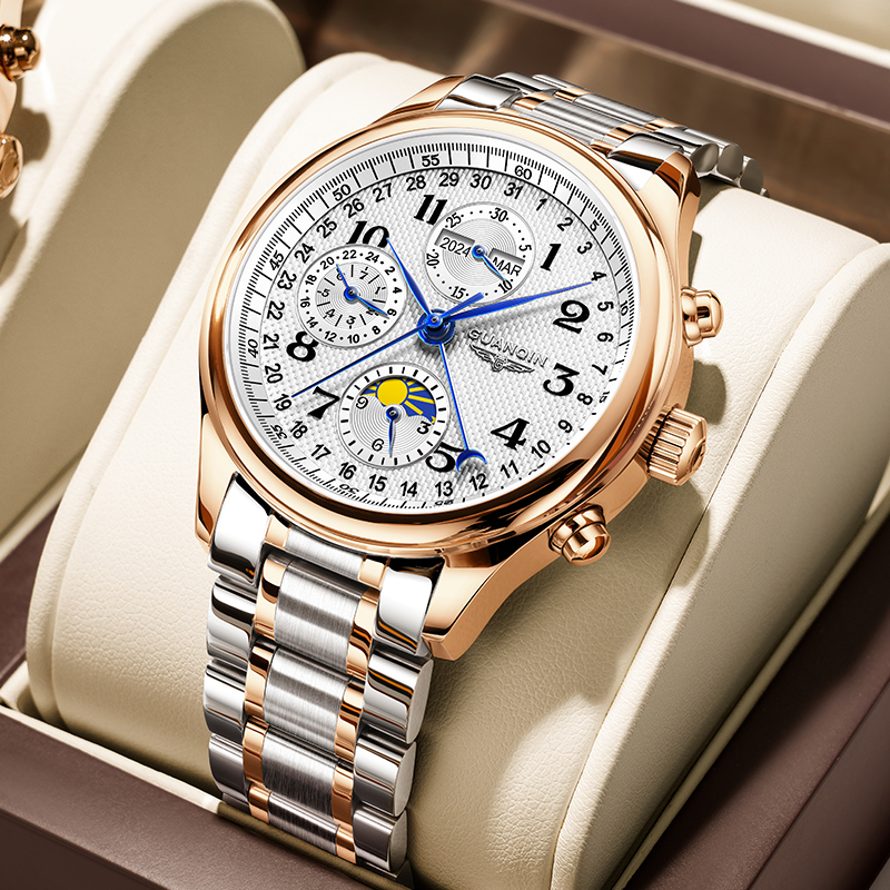 GUANQIN Men's Watches Automatic Mechanical Watches Swiss Quality Business Fashionable Multi-functional Waterproof Wristwatches