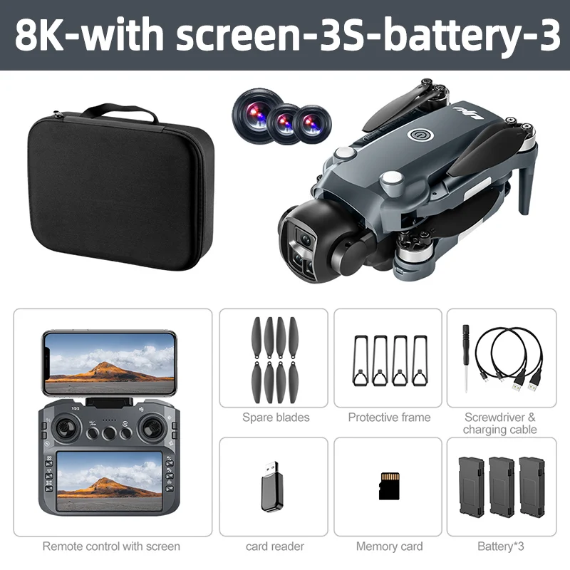 xiaomi V988 Drone 4K Professional 8K HD Dual Camera Remote control with large screen FPV Quadcopter 5G WIFI Foldable dron Mijia