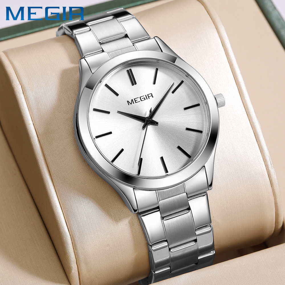 MEGIR Business Luxury Men's Watches Stainless Steel Luminous Waterproof Man Wristwatch Fashion Casual Men Quartz Watch Reloj