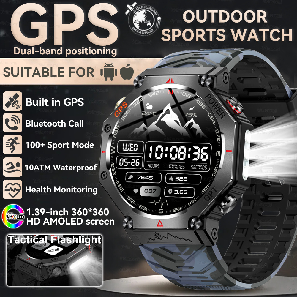 2025 NEW T-Rex 3  Outdoor Military Smart Watch 10ATM Waterproof Bulit-in GPS Compass Altimeter Barometric HD Call Smartwatch Men