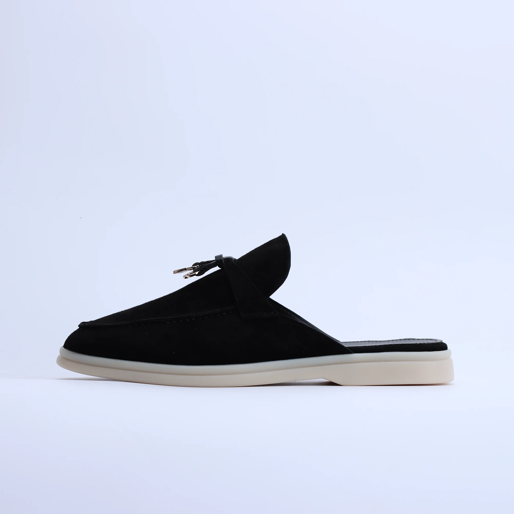 No Logo-Luxury Designer Tassel Suede Leather Loafers for Women 2025 Slip On Slippers Flat Shoes Work Walking Shoes High Quality