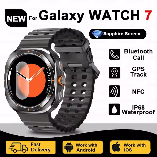 2025 New GPS Smart Watch 7 Ultra Men 47MM AMOLED Screen Multi-Function Compass Sports Fitness Tracker Health Women Smart Watch