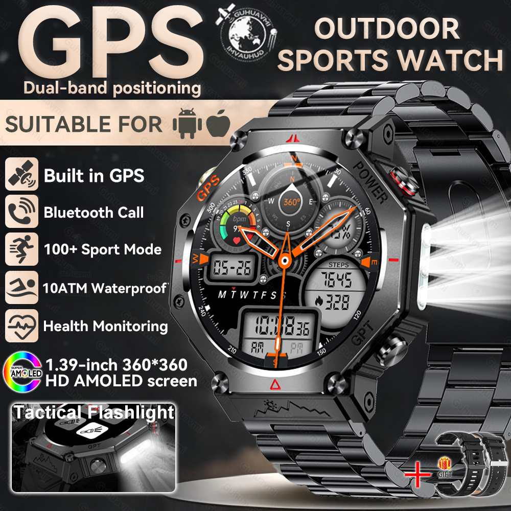 2025 NEW T-Rex 3  Outdoor Military Smart Watch 10ATM Waterproof Bulit-in GPS Compass Altimeter Barometric HD Call Smartwatch Men