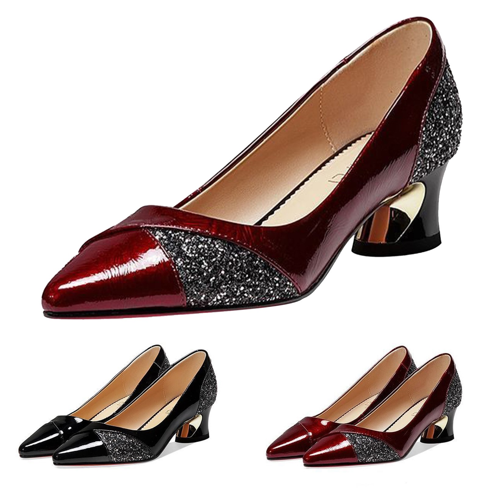 Fashion High Heels Pumps High Quality Women Elegant Sexy Medium Heels Pointed Toe Shoes Comfort Casual Single Shoes