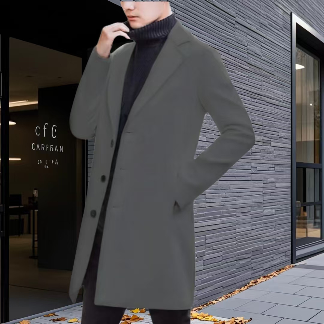 Men's Wool Blend Trench Pea Coat Formal Jacket Peak Lapel Stand Collar Notch Lapels Daily Life Celebrity Style