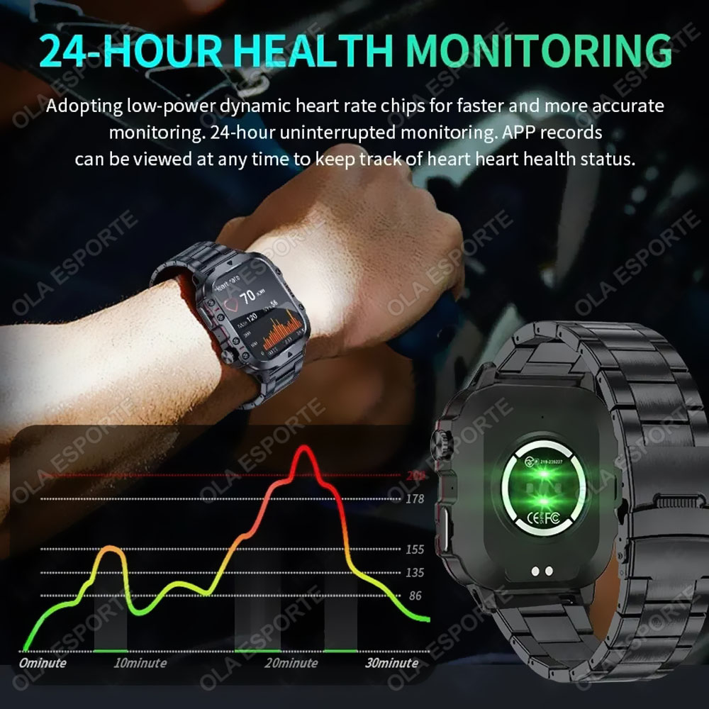 2025 New Military Smart Watch Men IP68 5ATM Outdoor Sports Fitness Tracker Health Monitoring 1.81Inch Bluetooth Calls Smartwatch