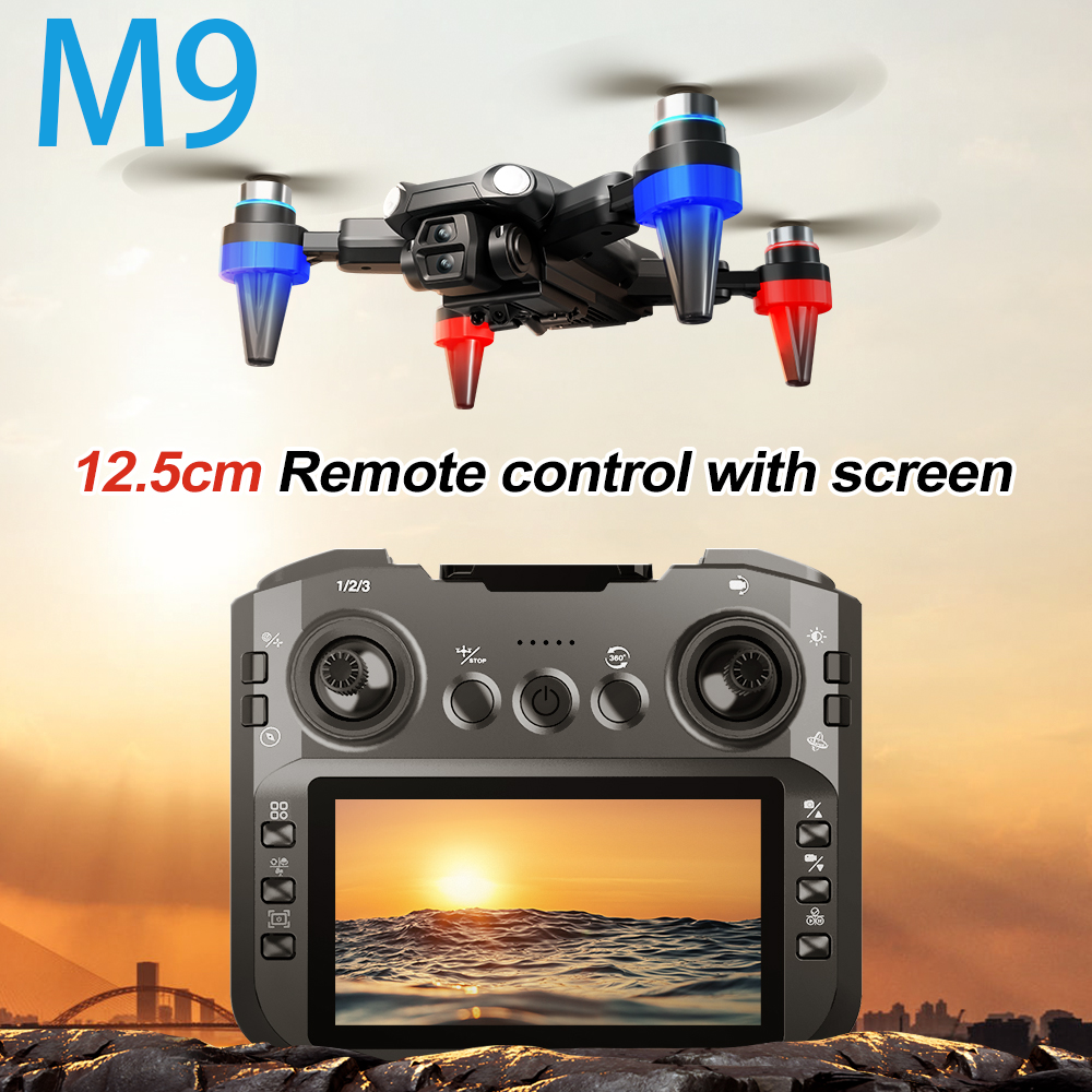 M9 Brushless Screen-Controlled Light Flow Obstacle-Avoidance Aerial Photography Drone, ESC Dual Cameras, 360-Degree Flips, WiFi