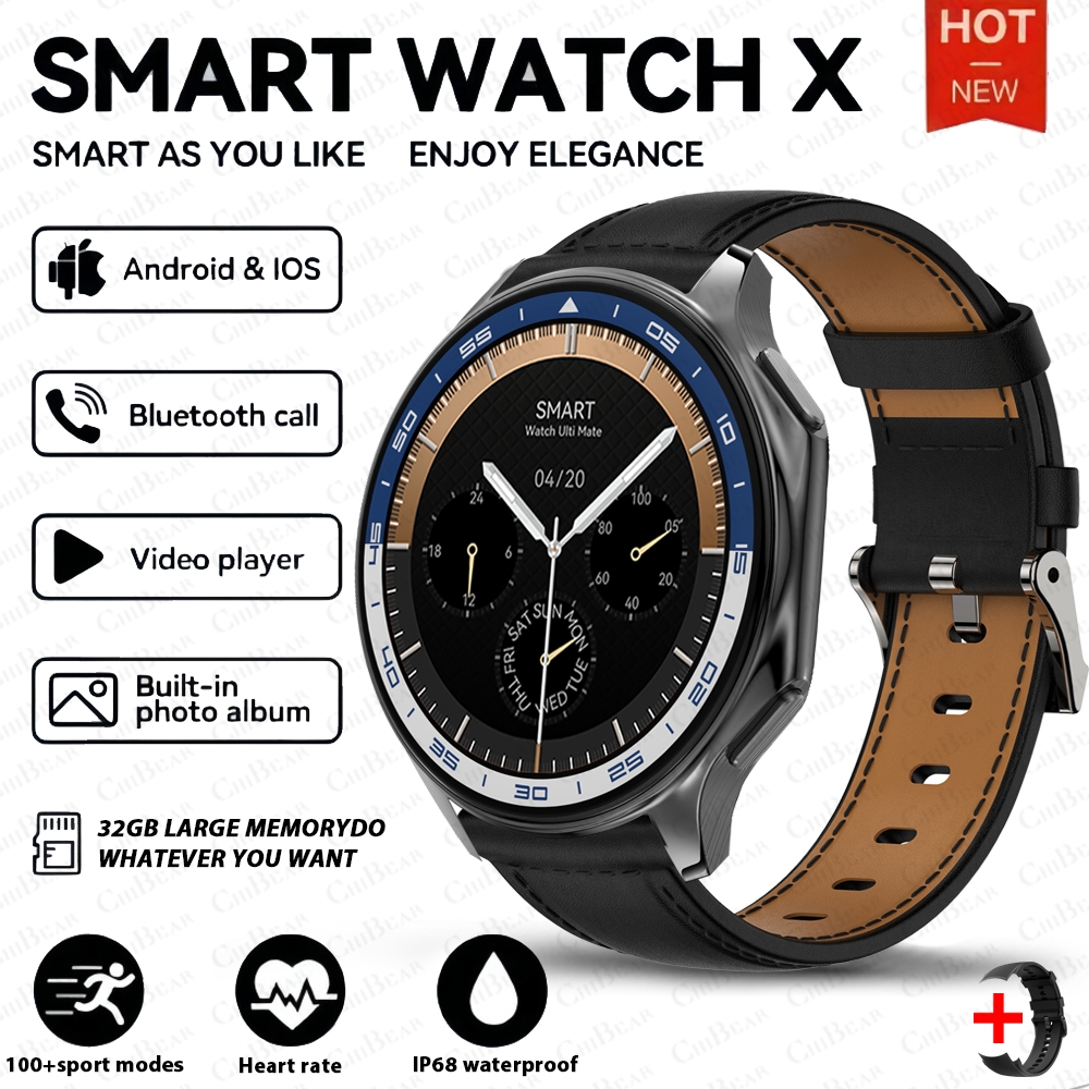 2025 New For OPPO Watch X Smart Watch 4GB Large Memory Music Video Player TWS Headphones AMOLED HD Business High-end Smartwatch