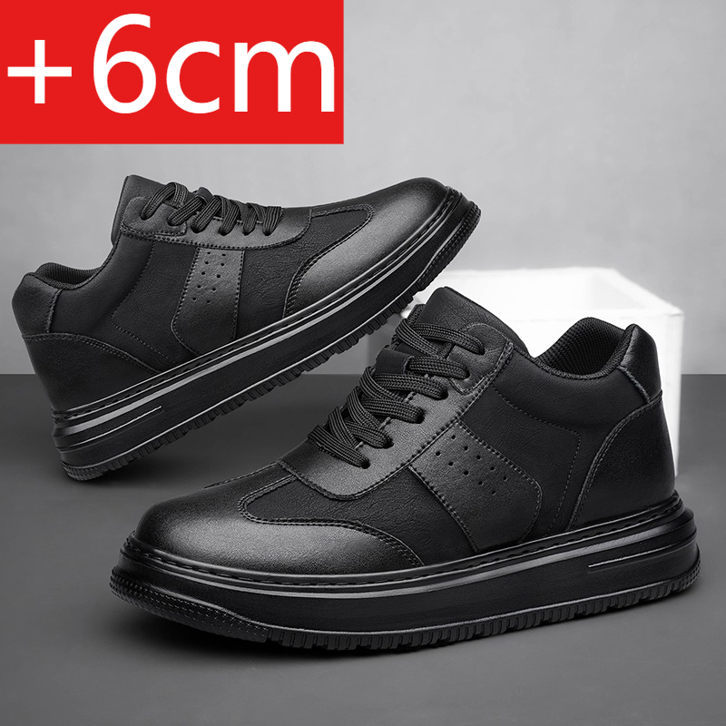 2025Mens Elevator Shoes Height Increase Invisible 6/ 8cm Sports Sneakers Elevate Taller Lift Leather Shoes