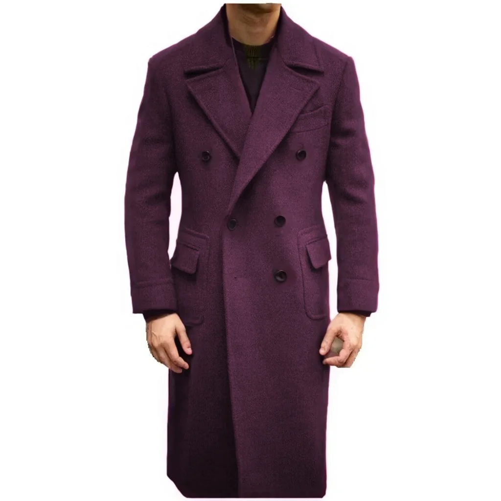 Formal Winter Brown Men Blazer Suits  Double Breasted Winter Warm Overcoat Customized  Business Winter Wear Warm Jacket