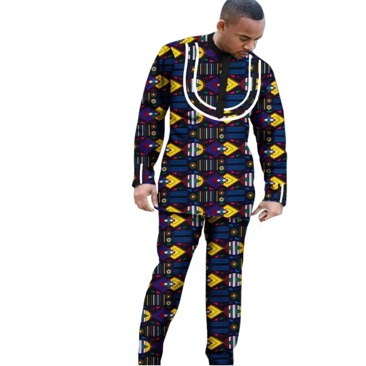African Parent-child Clothing Long Sleeve Slim Fits Dashiki Outfits for Father Boys Fashion Men African Clothes Sets Wyq340