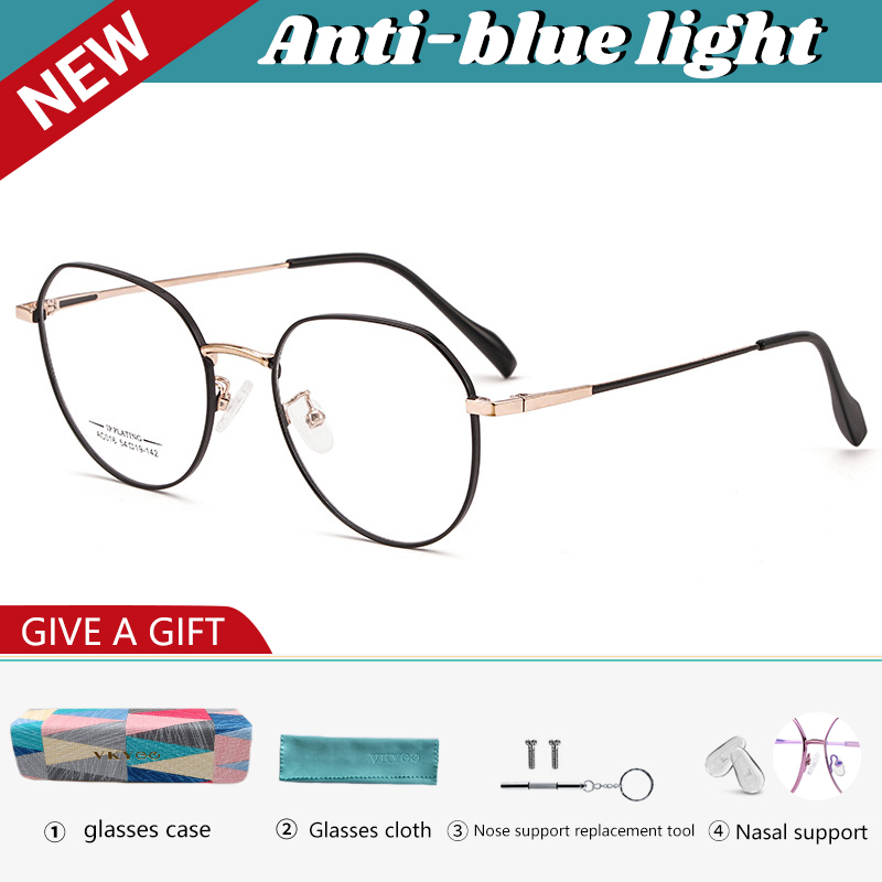VICKY New Retro Geometric Ellipse Simple Design Women's Anti-Blue Light Reading Glasses Customizable Prescription AC016