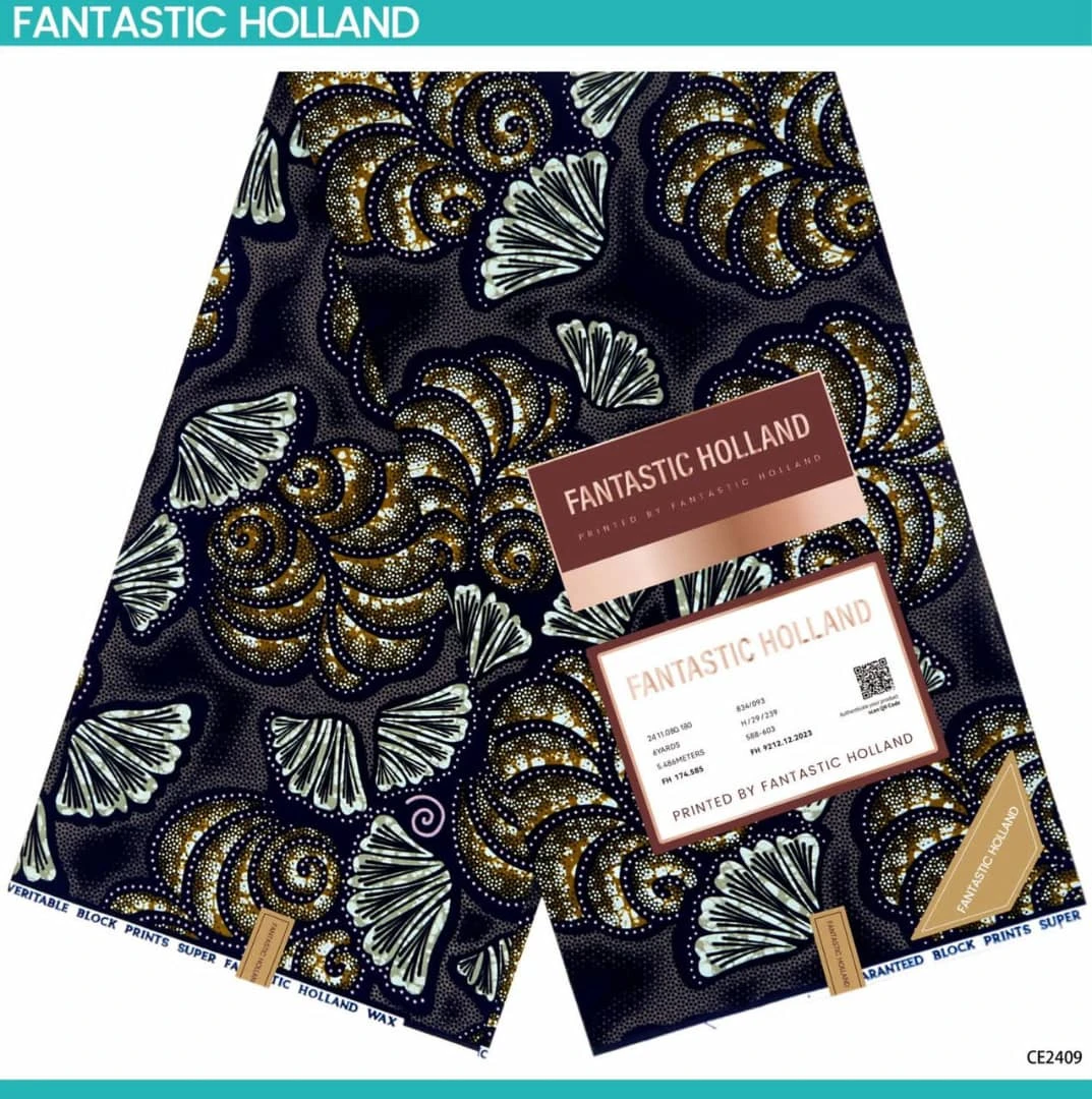 Legendary Elegance: Original Fantastic Holland Veritable Block Prints – Premium Atamfa Turmi Dashiki Fabric for Elite African Fashion