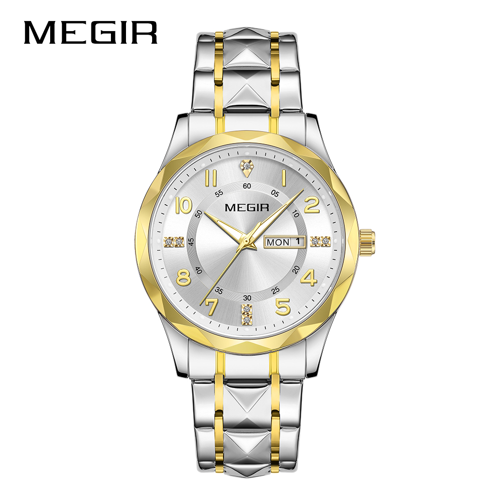 MEGIR Original Waterproof Man Wristwatch Luxury Quartz Stainless Steel Luminous Men Watch Top Brand Business Male Clock