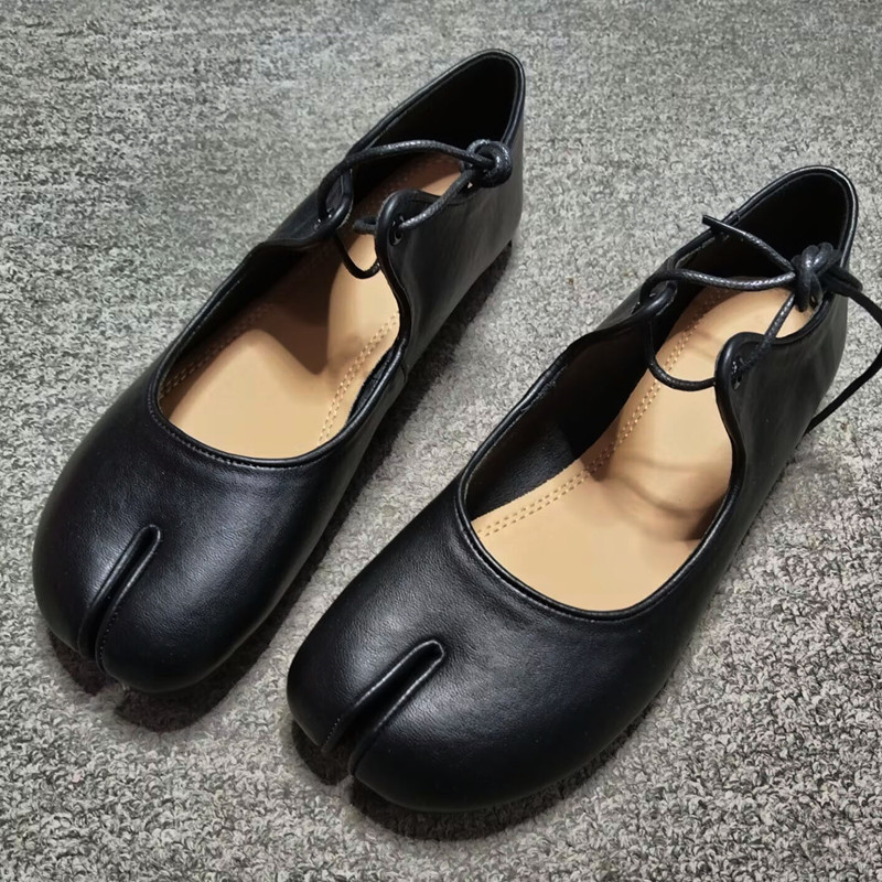 Fashion Soft Leather Split Toe Women Tabi Ballet Flats Spring Autumn Comfortable Walking Lazy Loafers Casual Girls Dance Shoes