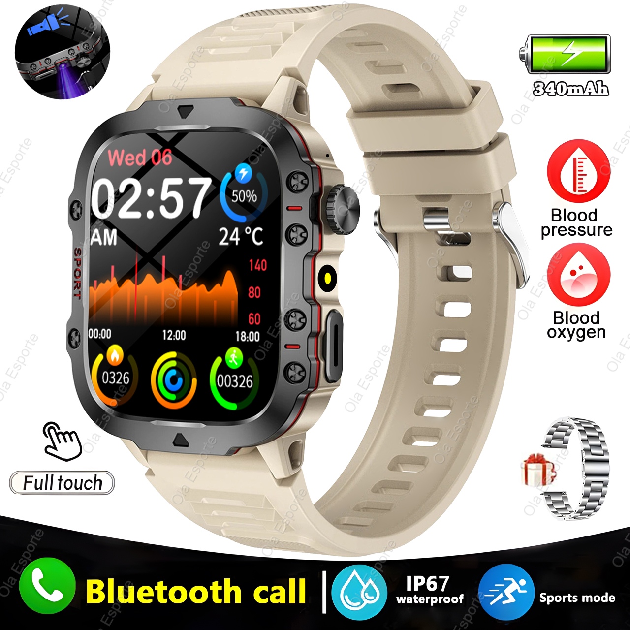 2025 New Military Smart Watch Men IP68 5ATM Outdoor Sports Fitness Tracker Health Monitoring 1.81Inch Bluetooth Calls Smartwatch