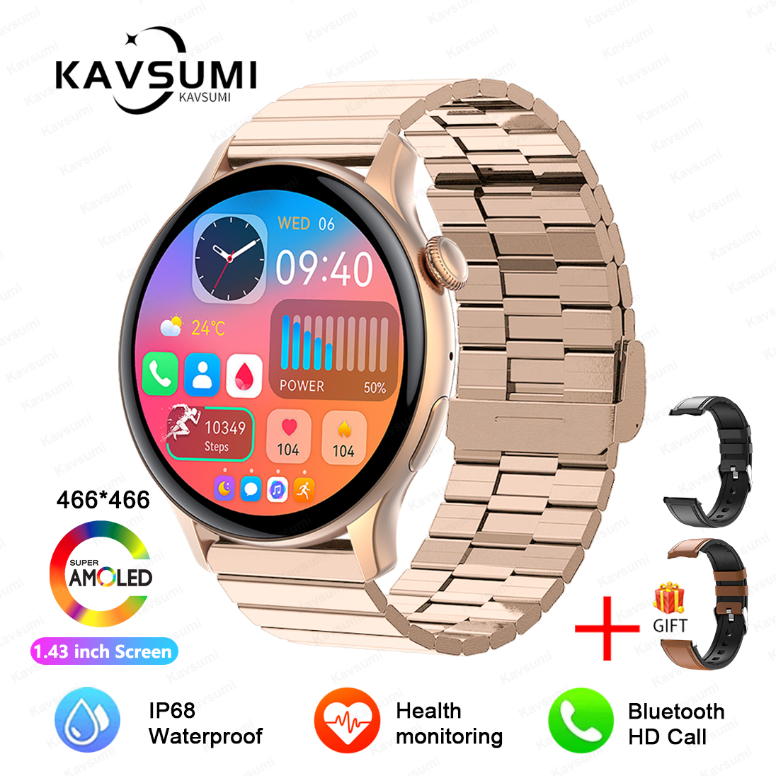 2025 NFC Smart Watch Amoled HD GPS Track Sports Heart Rate Bluetooth Call Waterproof Ladies Women Smartwatch For Huawei Xiaomi
