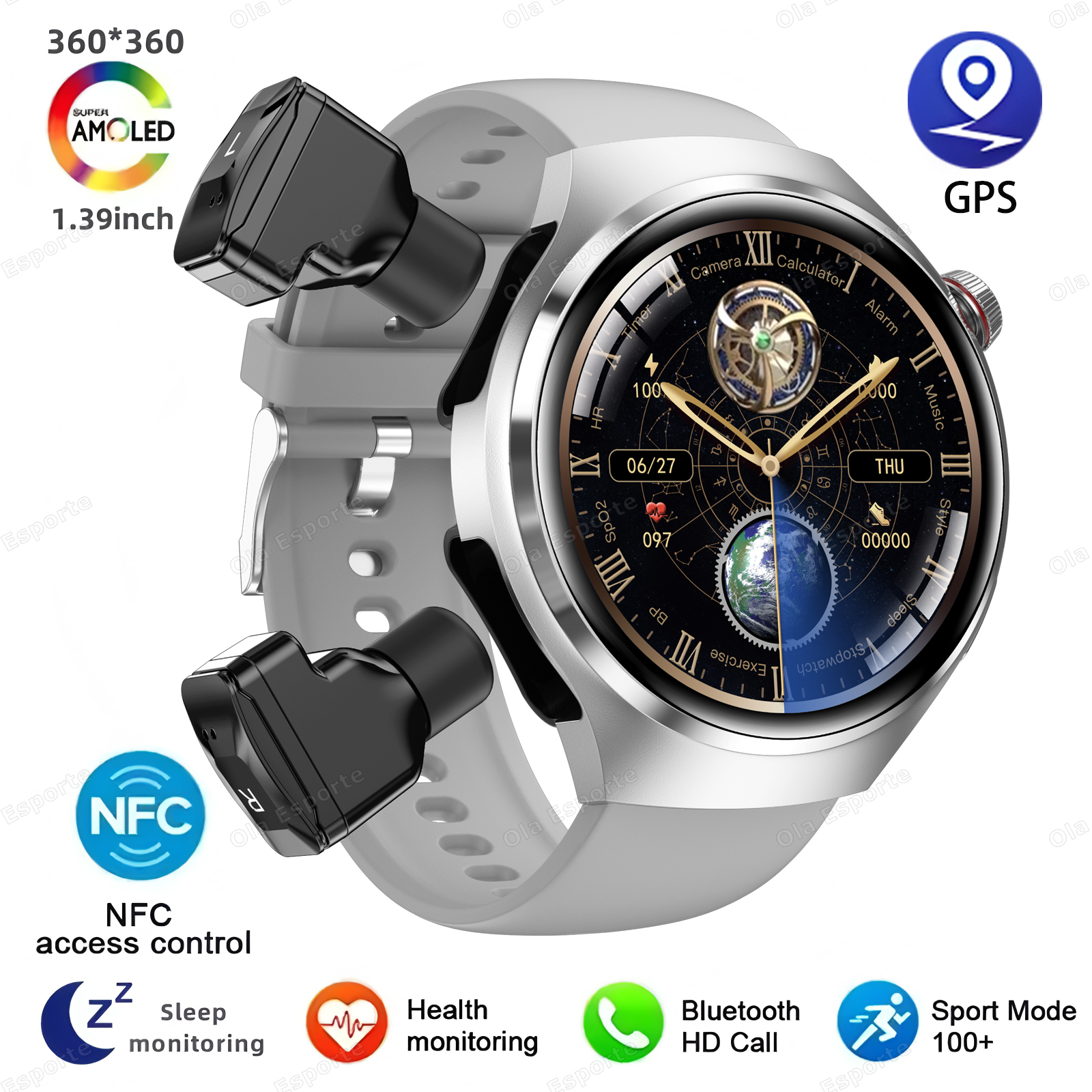 2 In 1 Smartwatch With Headphones TWS Earphone NFC GPS Tracker BT Calls IP68 Waterproof Sports Fitness Smart Watch Men 2025 New