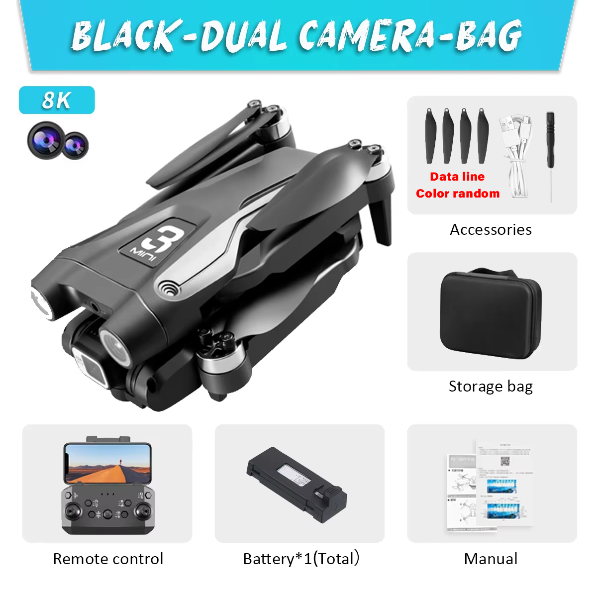 KBDFA Z908 Pro Max Drone Professional Brushless Motor 8K GPS Dual HD Aerial Photography FPV Obstacle Avoidance Quadrotor