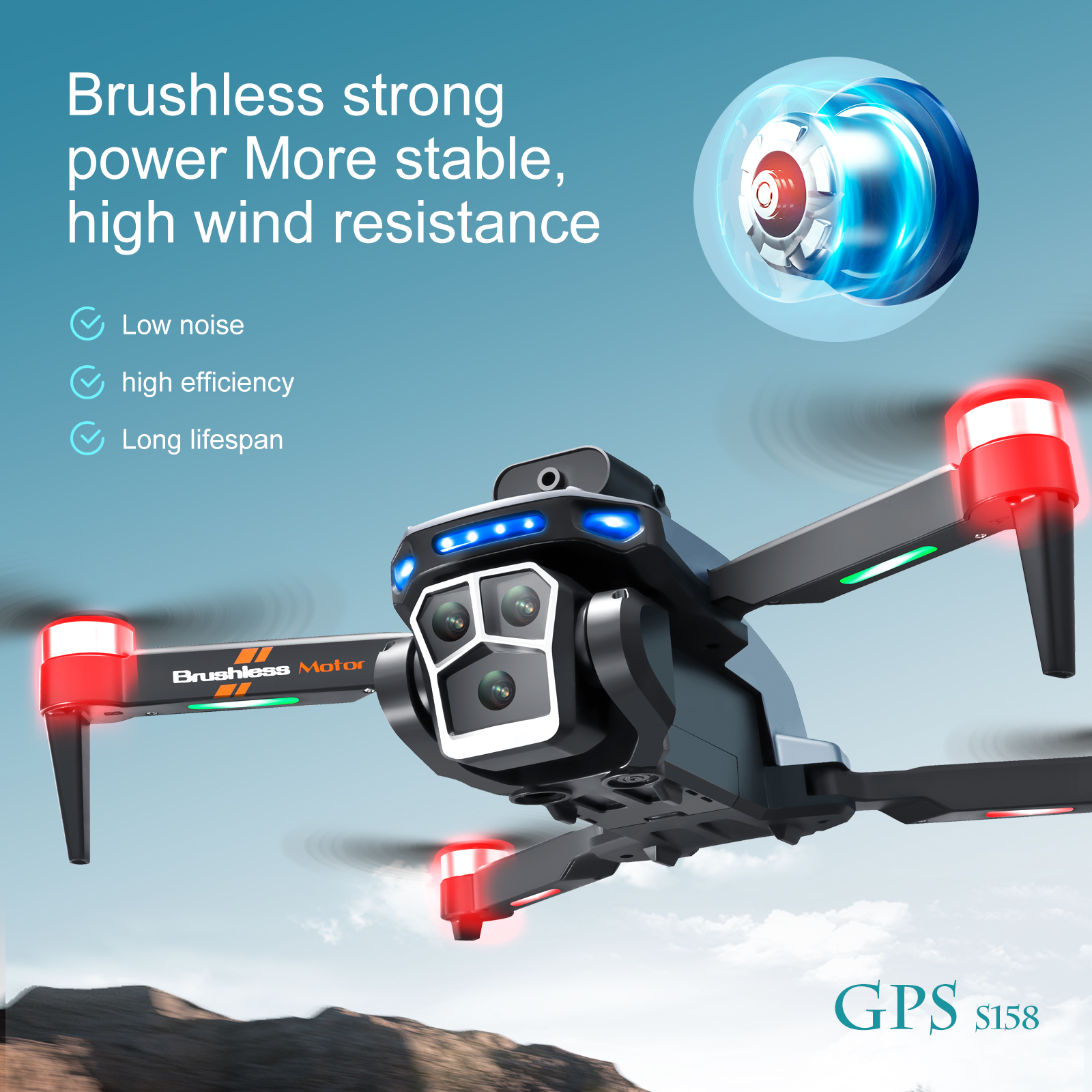 NEW Drone S158 Professional Aerial Photography 8K Triple Camera 5G GPS RC Quadcopter with Brushless And Obstacle Avoidance