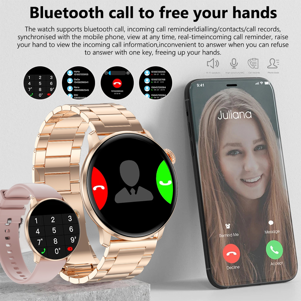 2025New Women's AI Smart Diagnosis Smart Watch HRV+PPG Blood Pressure & Oxygen Monitor IP68 Waterproof NFC Smartwatch for Xiaomi