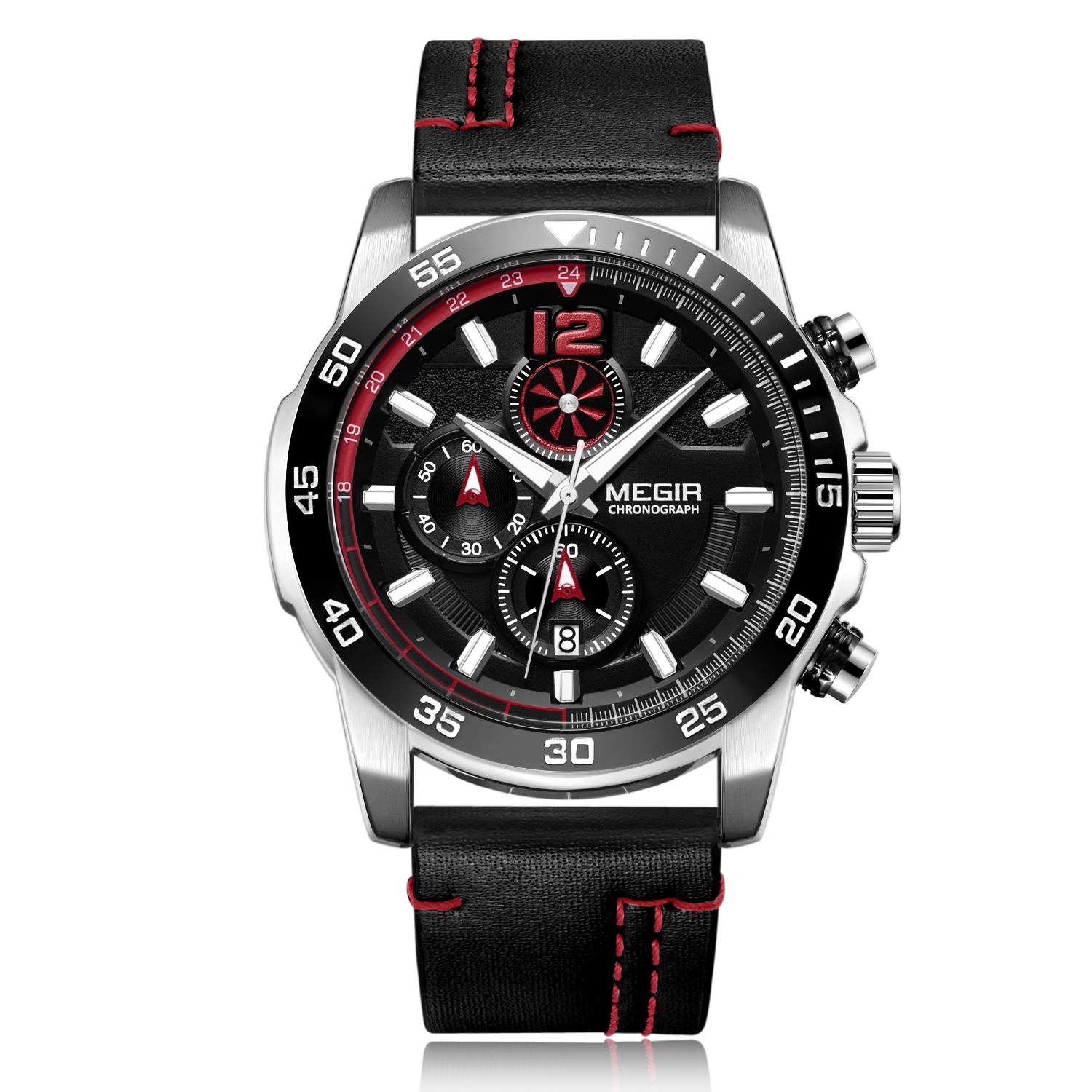 MEGIR Brand Original Men Watches Quartz Chronograph Luxury Leather Strap Sports Military Watch Waterproof Date Clock Wristwatch