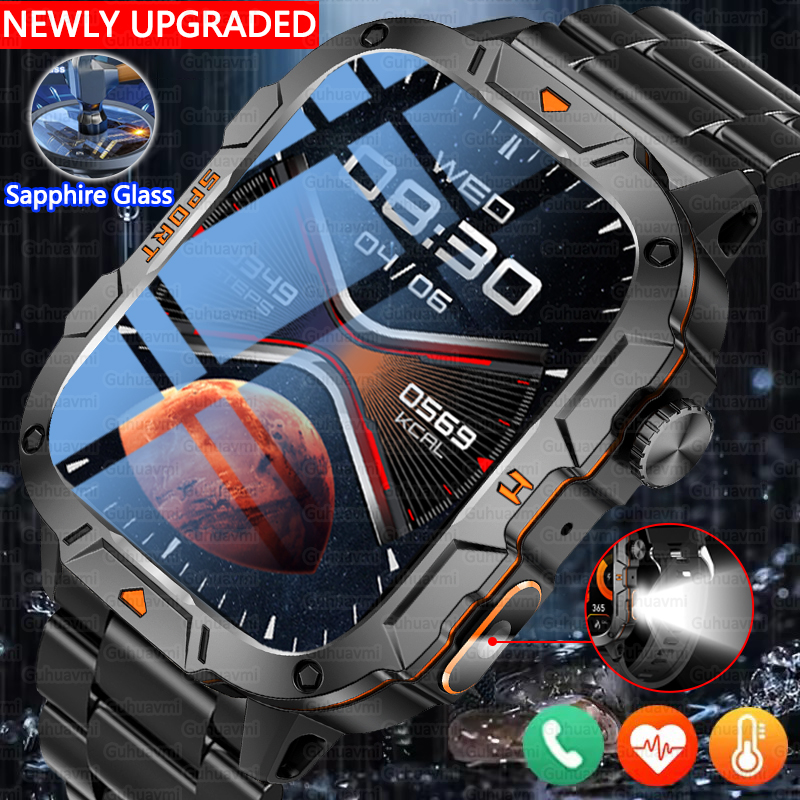 2025 New For Xiaomi Military Grade Smart Watch Men 1.96" AMOLED Screen 5ATM Waterproof Sports Fitness Tracker BT Call Smartwatch
