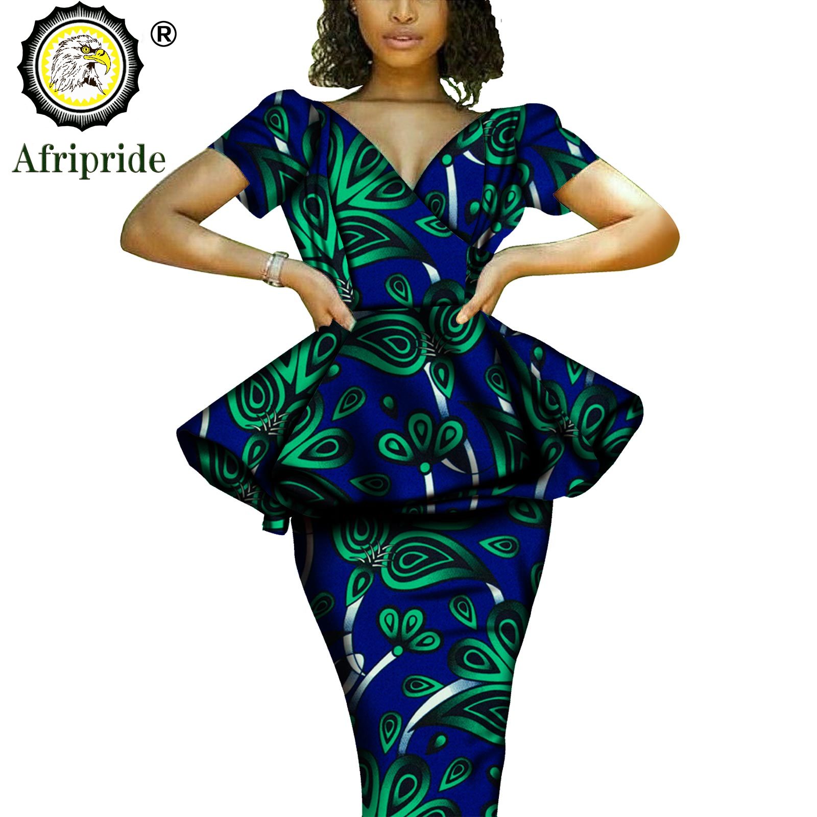 African 2 Piece Set for Women Dashiki Tops Print Skrit  Ankara Clothing Wax Attire Blouse Shirt AFRIPRIDE S1926004