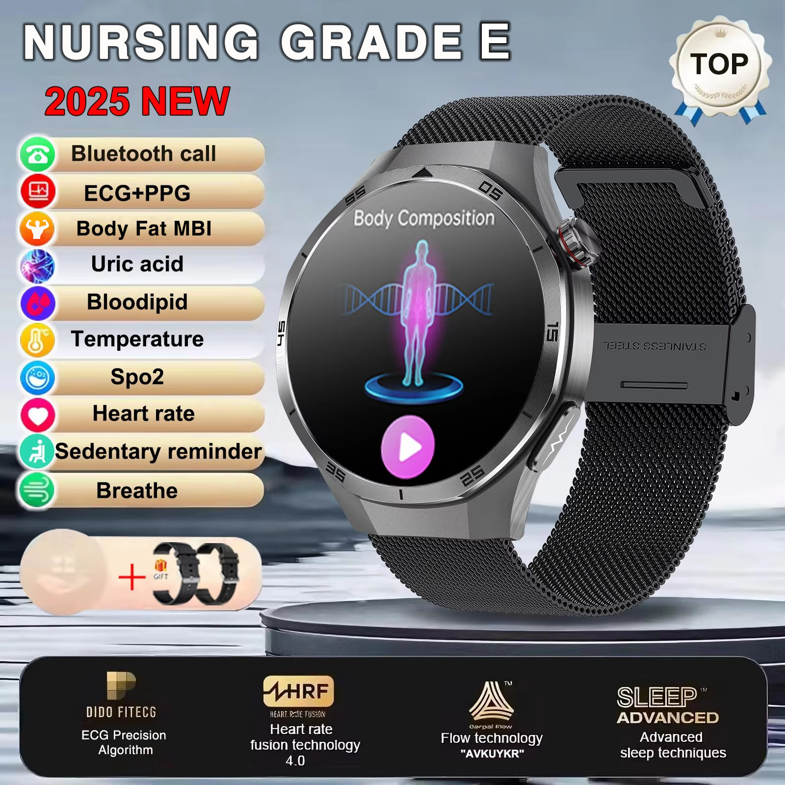 2025 New For HUAWEI ECG+PPG Three High Smart Watch Lipids Uric acid Blood pressure Smartwatch Men NFC Sport HD Call Health Clock