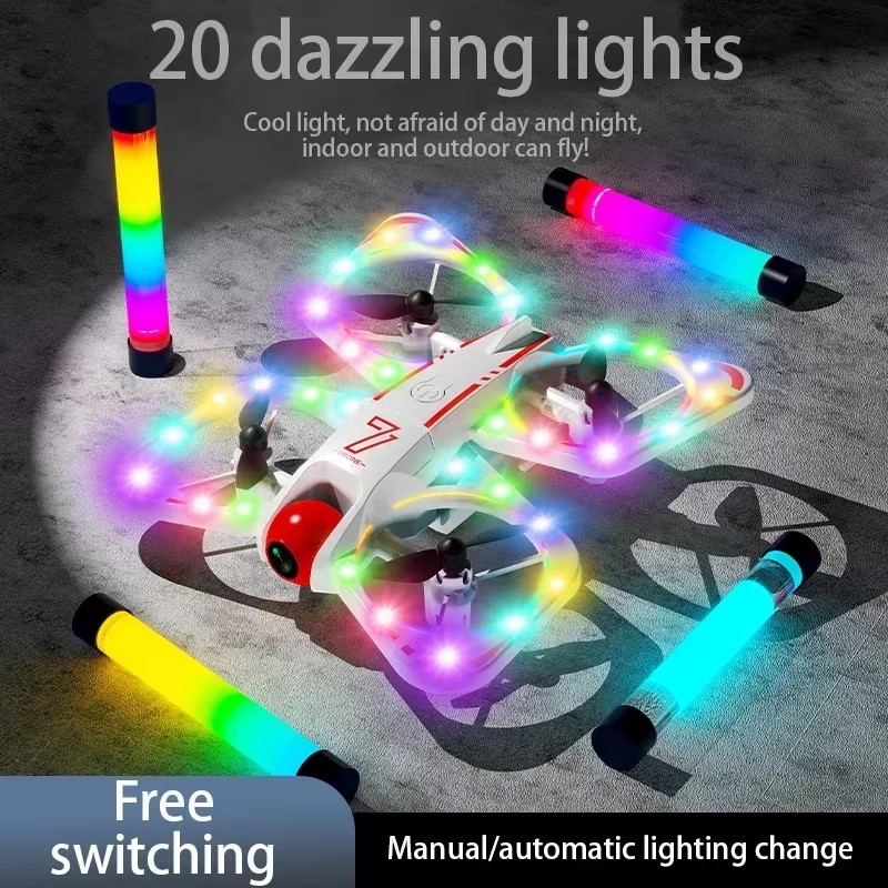 CZ07 RC Quadcopter Drone: 4K Dual-Camera WiFi, 360° Stunts, Rotating Color Lights, Optical Flow, Kids Toy Gift