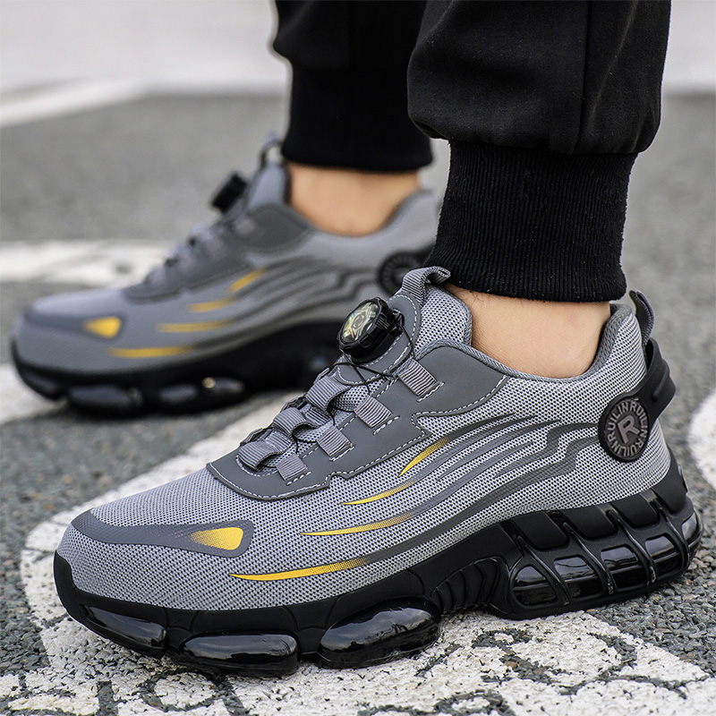 Rotating Button Steel Toe Anti-Puncture Non Slip Work Shoes Man Lightweight Breathable Safety Shoes Men's Work Shoes Boots