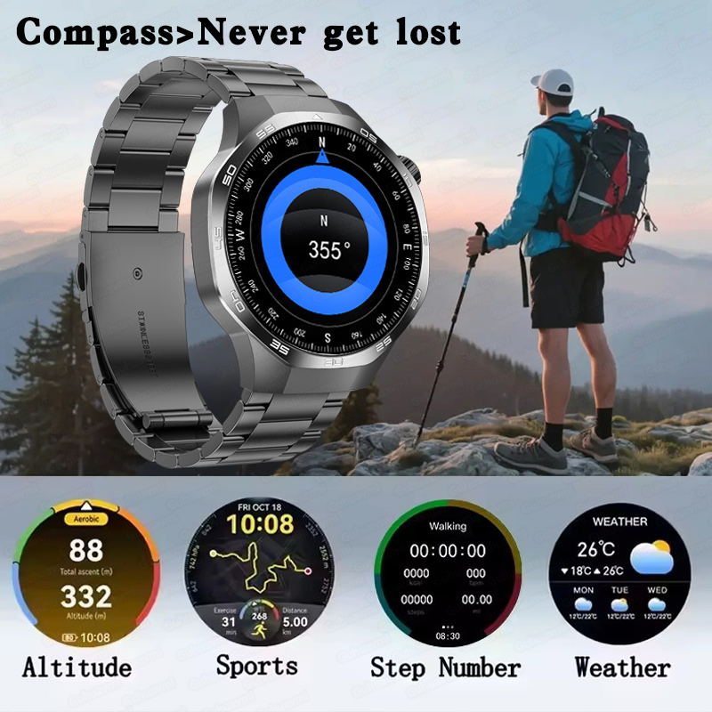 2025 Guhuavm Watch GT5Pro Smart Watch Men HD AMOLED Screen GPS Tracker Bluetooth Call Health Waterproof Smartwatches Heart Rate
