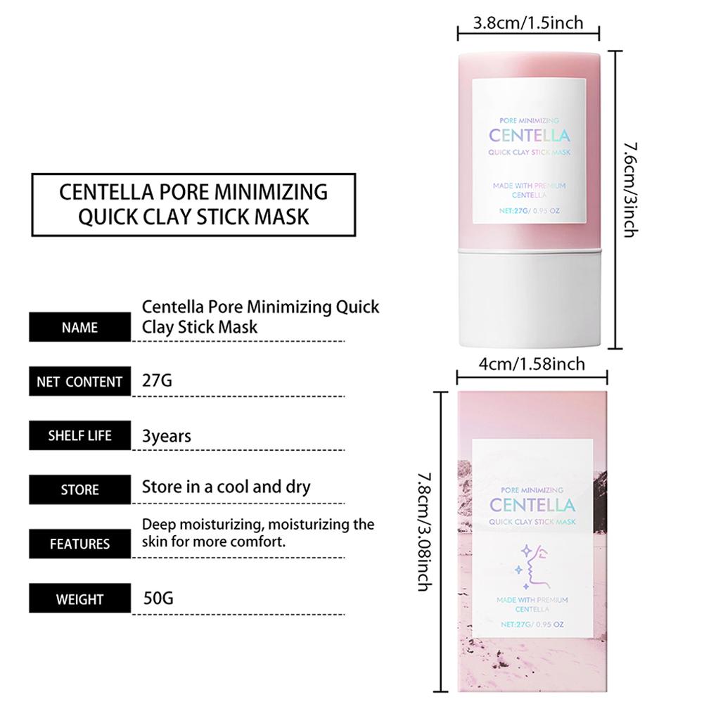 Centella Clay Stick Mask 27g Deep Hydration Pore Minimizing Soothing Brightening Facial Skin Care Fast Convenient Beauty Pink