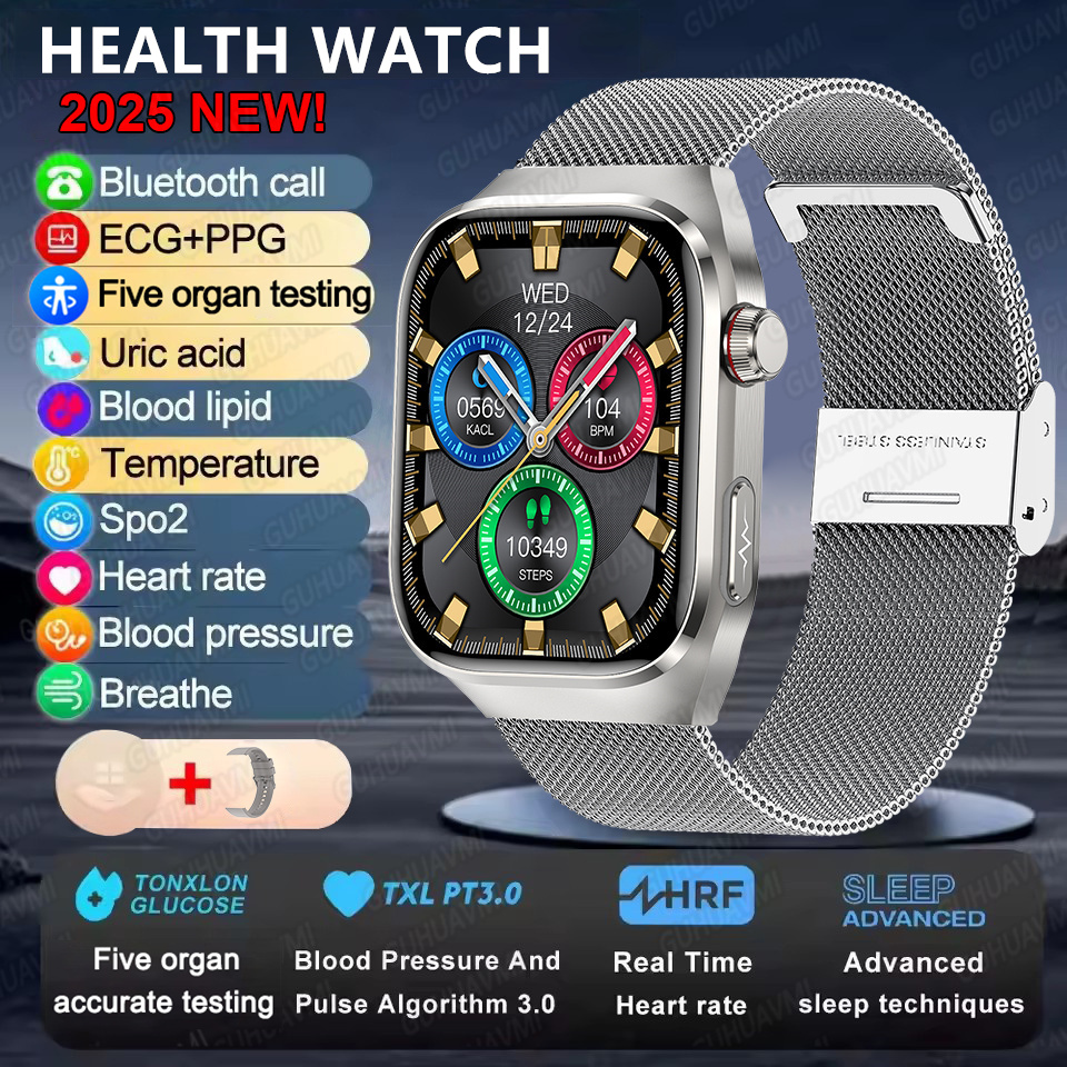 2025 New Smart Watch 2.04-inch AMOLED Screen Bluetooth Call IP68 Waterproof 650mA Sports Smartwatches Men Android Military-Grade