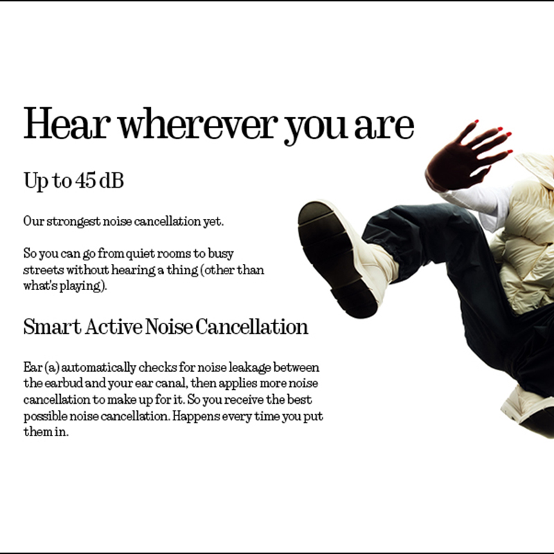 Global Version Nothing Ear (a) Bluetooth Earphone  45dB Active Noise Cancelling ANC Dynamic 42.5 hours listening Fashion Design