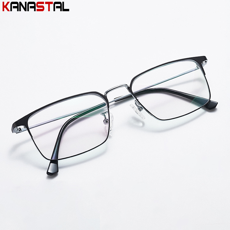 Men Prescription Glasses Optics Lenses  Reading Glasses Women Blue Light Blocking Myopia Eyewear Metal Titanium Eyeglasses Frame